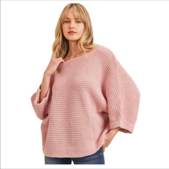 Sadie & Sage Boho Slouchy Cropped Dolman Sleeve Lagenlook Knit Sweater - Picture 4 of 4